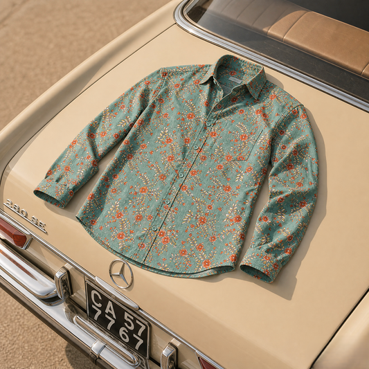 Bloomfield Printed Relaxed Fit Everyday Men's Shirt - Aqua Green