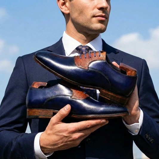Regent Premium Leather Oxford Formal Shoes - Blue