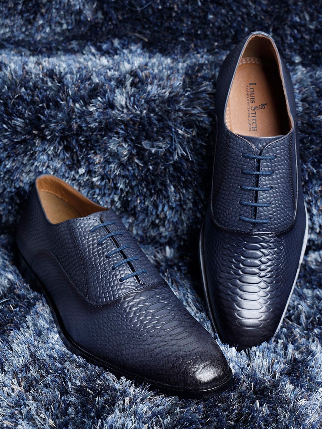 Windsor Premium Leather Patina Derby Formal Shoes - Blue
