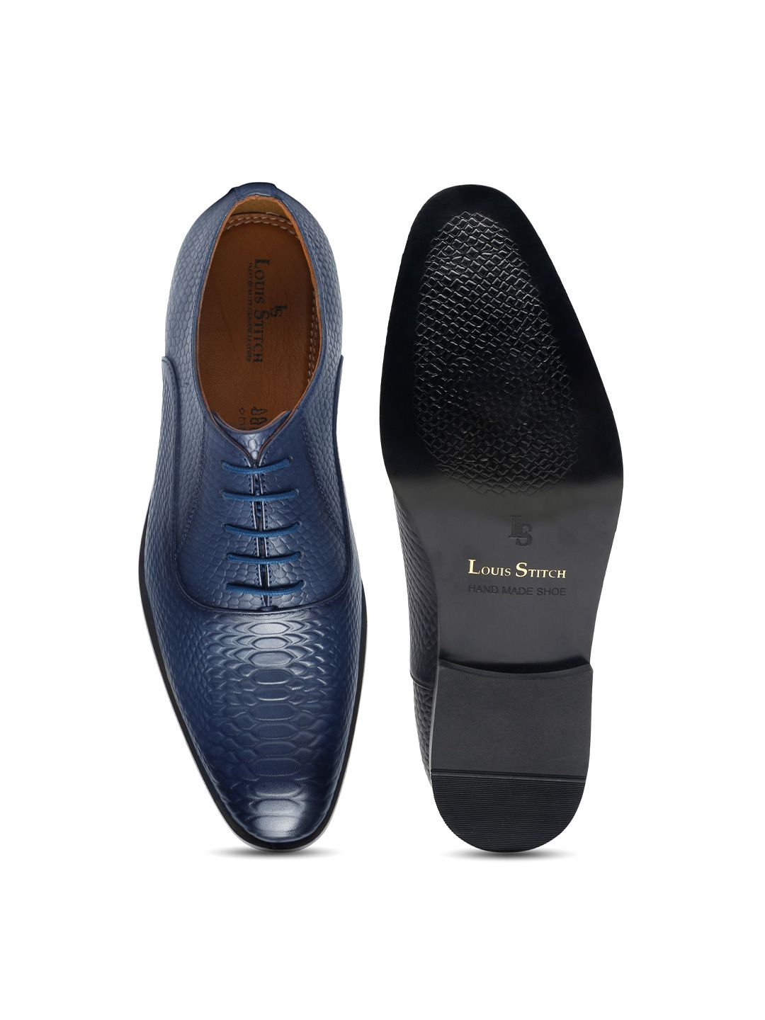 Windsor Premium Leather Patina Derby Formal Shoes - Blue