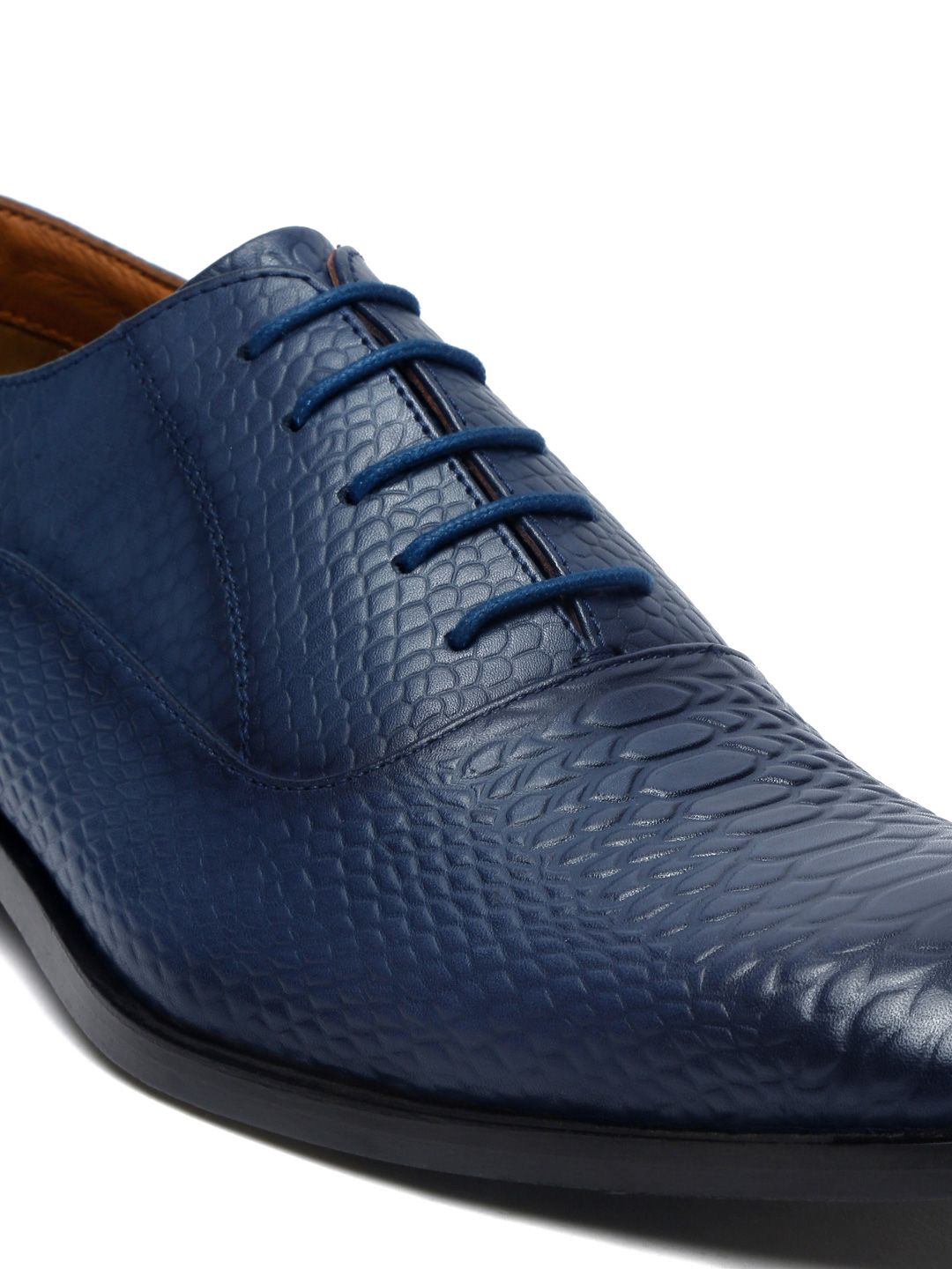 Windsor Premium Leather Patina Derby Formal Shoes - Blue