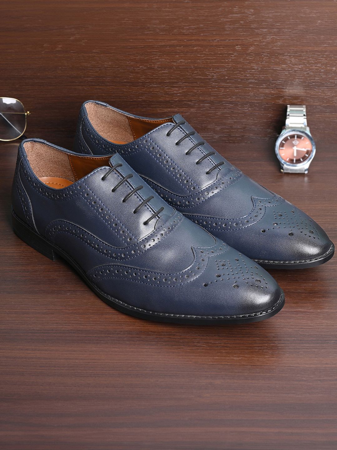 Kensington Premium Leather Brogue Formal Shoes - Blue