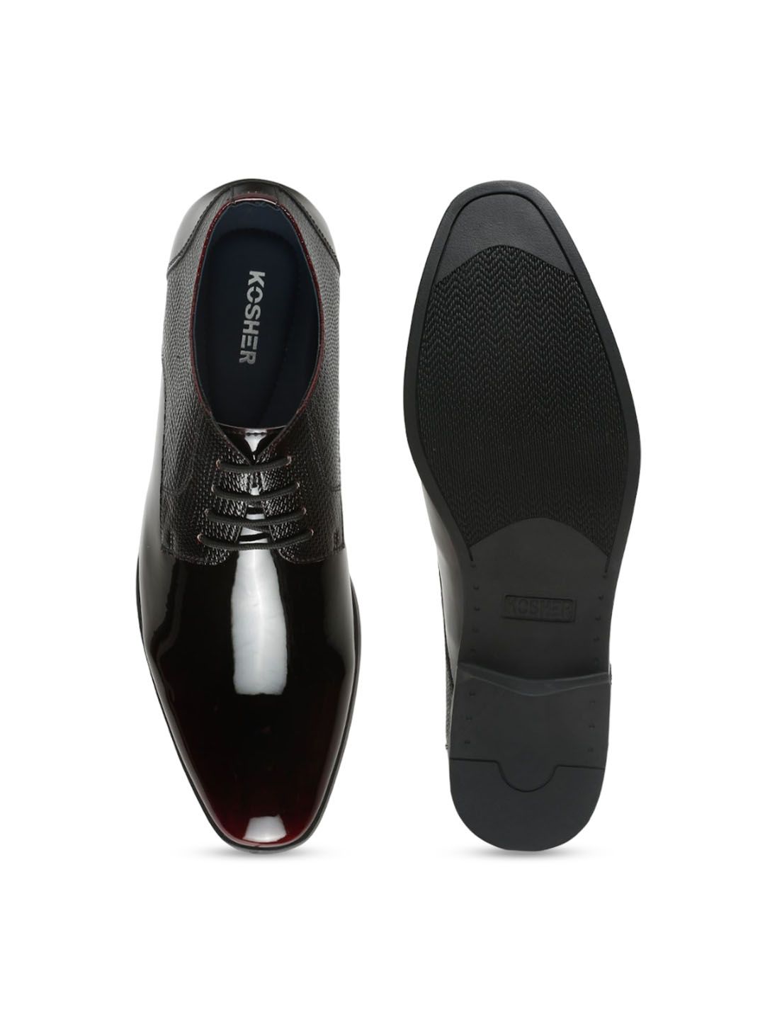 Firenze Patent Leather Derby Formal Shoes - Dark Brown