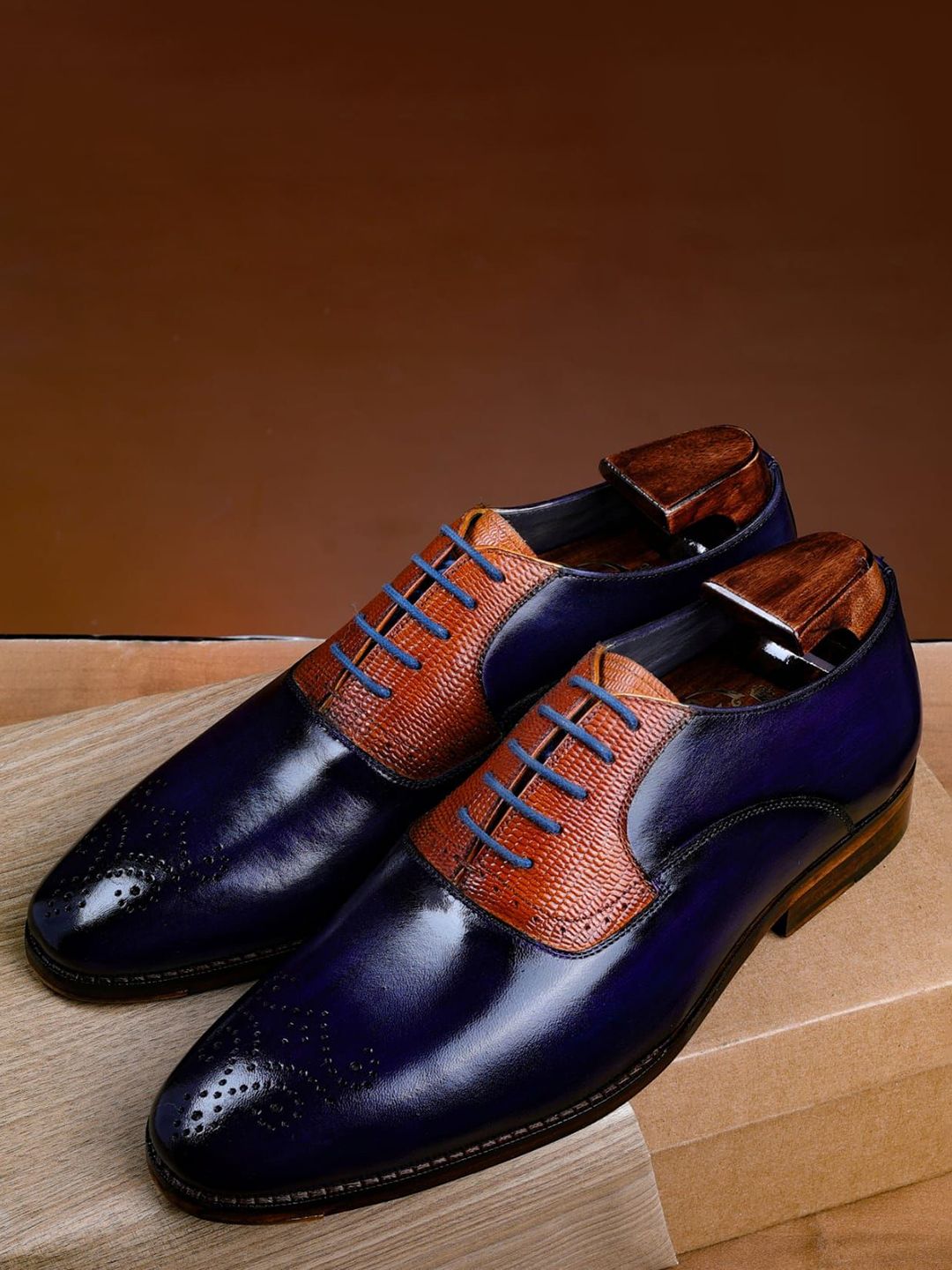 Regent Premium Leather Oxford Formal Shoes - Blue