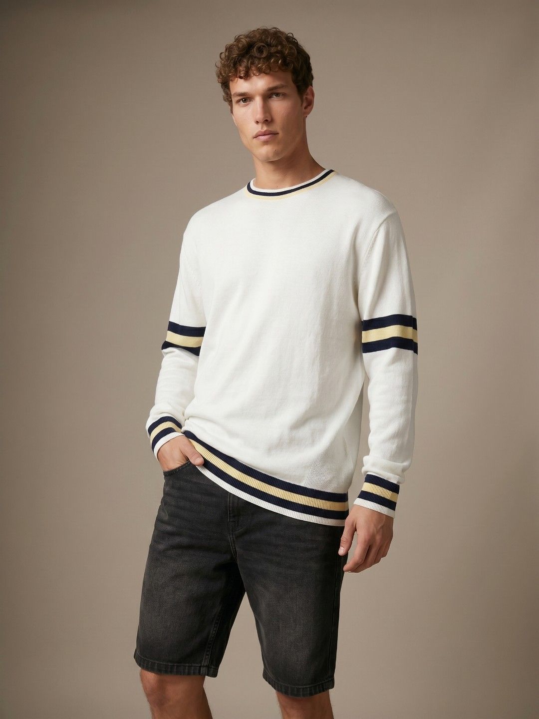 Arbour Striped Round Neck Sweater - Multiple Colors