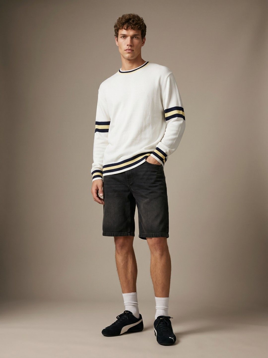Arbour Striped Round Neck Sweater - Multiple Colors
