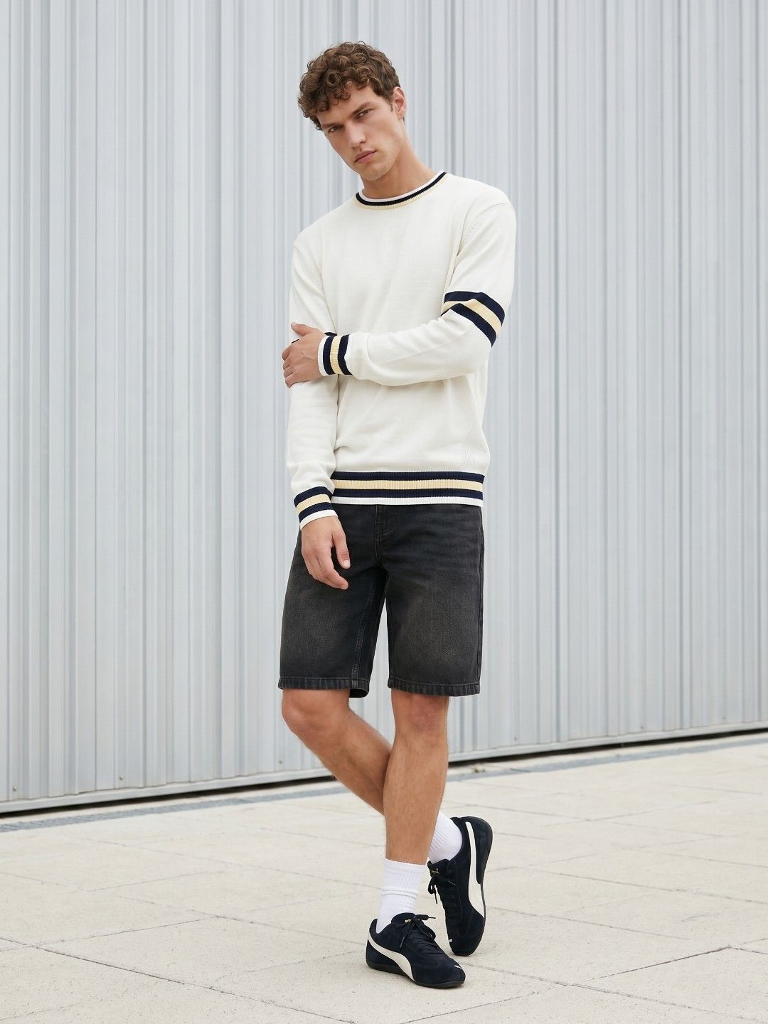 Arbour Striped Round Neck Sweater - Multiple Colors