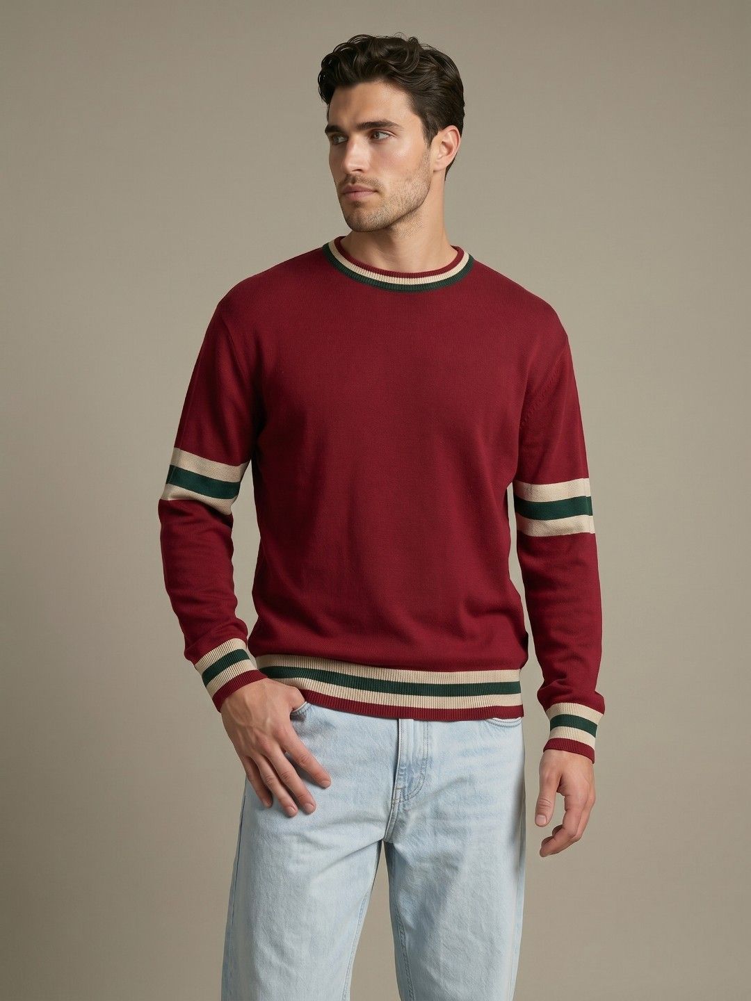 Arbour Striped Round Neck Sweater - Multiple Colors