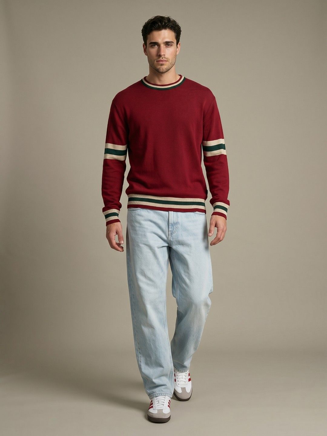 Arbour Striped Round Neck Sweater - Multiple Colors