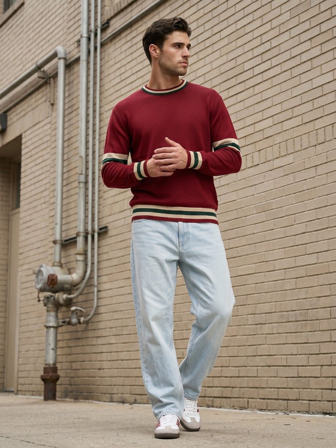Arbour Striped Round Neck Sweater - Multiple Colors
