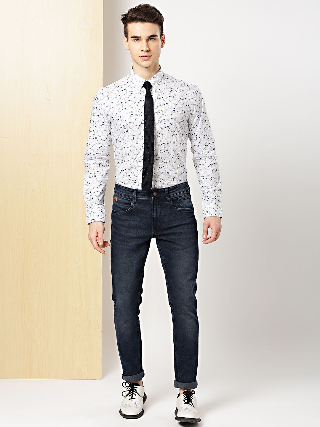 Nikhil Cotton Printed Formal/Casual Men's Shirt - White