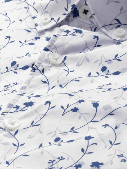Nikhil Cotton Printed Formal/Casual Men's Shirt - White