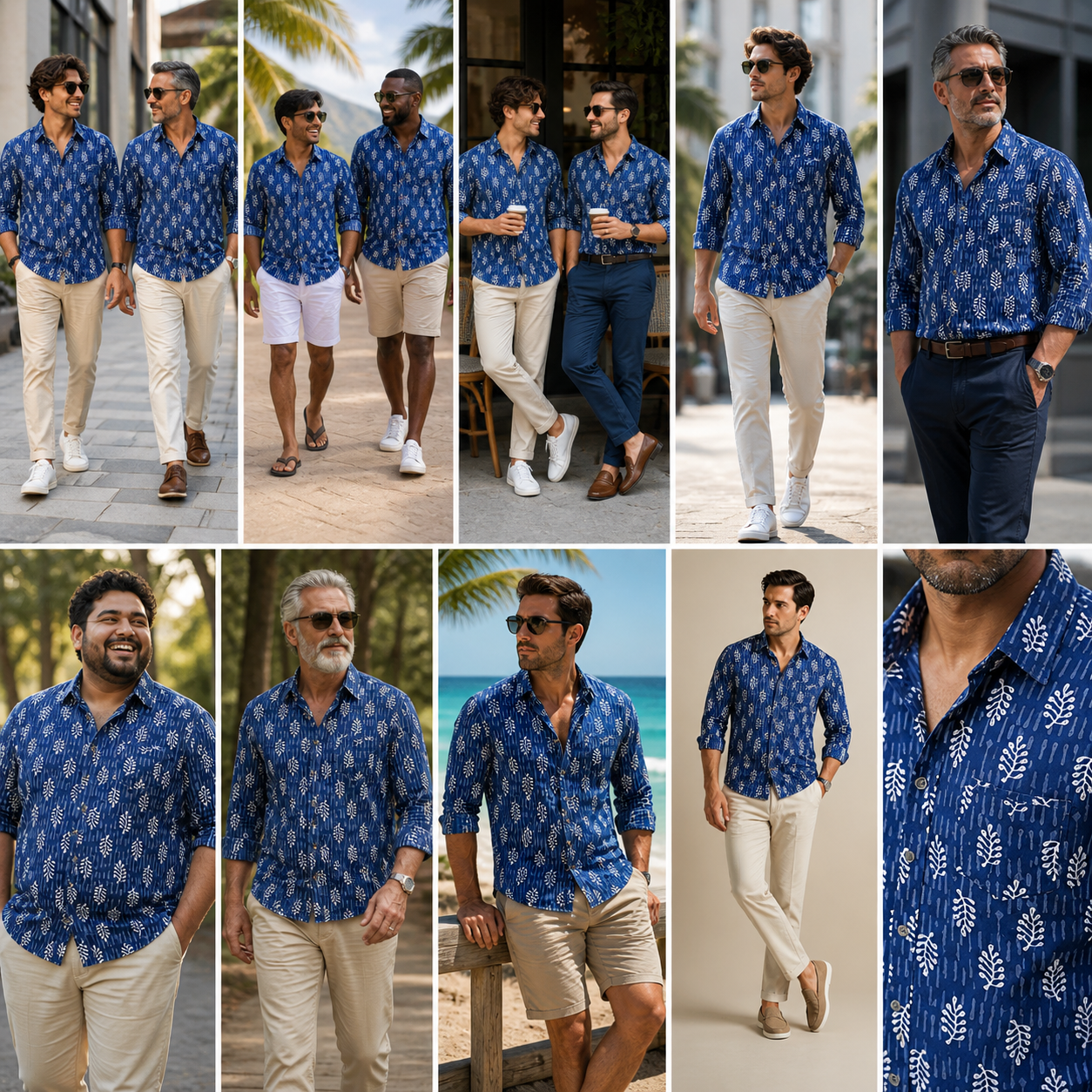 Dharoli Dabu Printed Relaxed Fit Everyday Men's Shirt - Blue