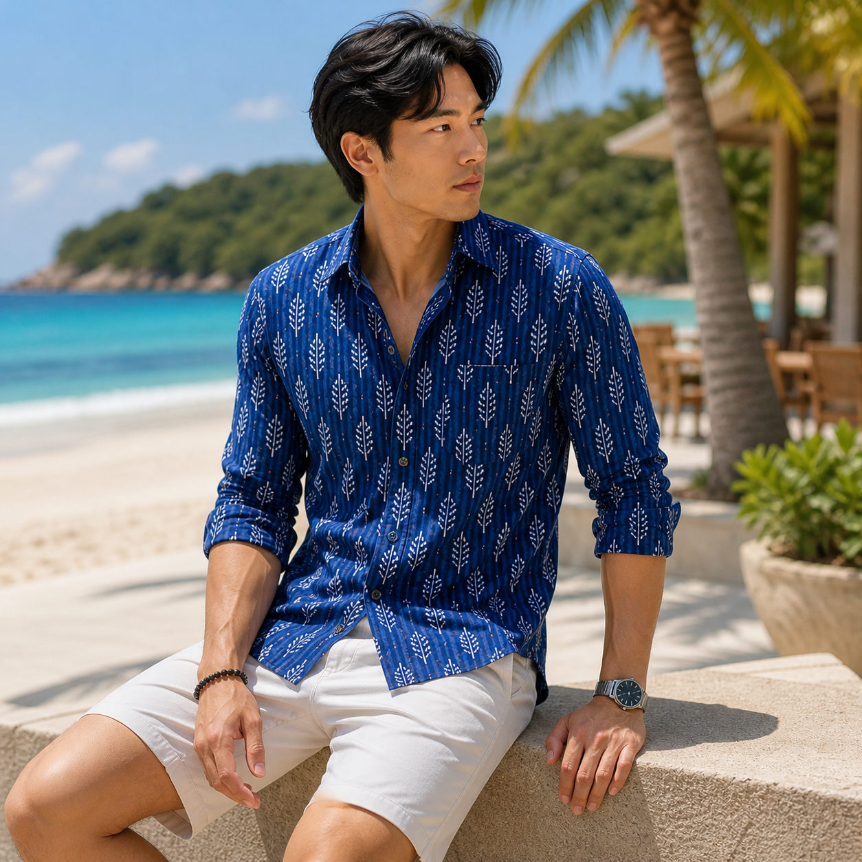 Dharoli Dabu Printed Relaxed Fit Everyday Men's Shirt - Blue