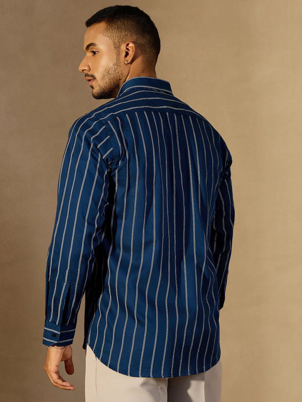 Adoni Striped Relaxed Fit Everyday Men's Shirt - Blue & Light Blue