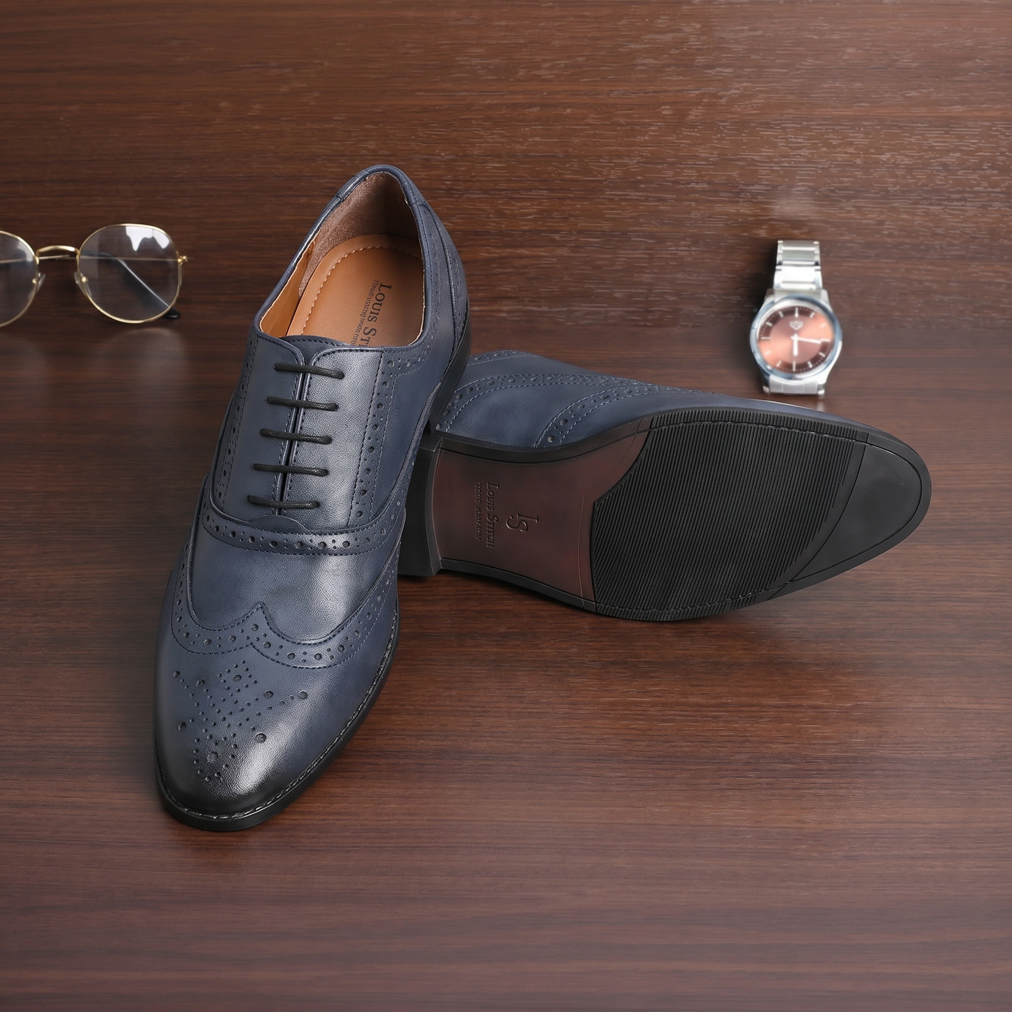 Kensington Premium Leather Brogue Formal Shoes - Blue