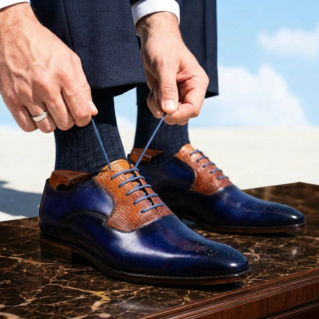 Regent Premium Leather Oxford Formal Shoes - Blue