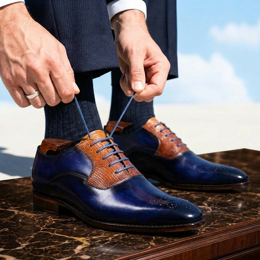 Regent Premium Leather Oxford Formal Shoes - Blue