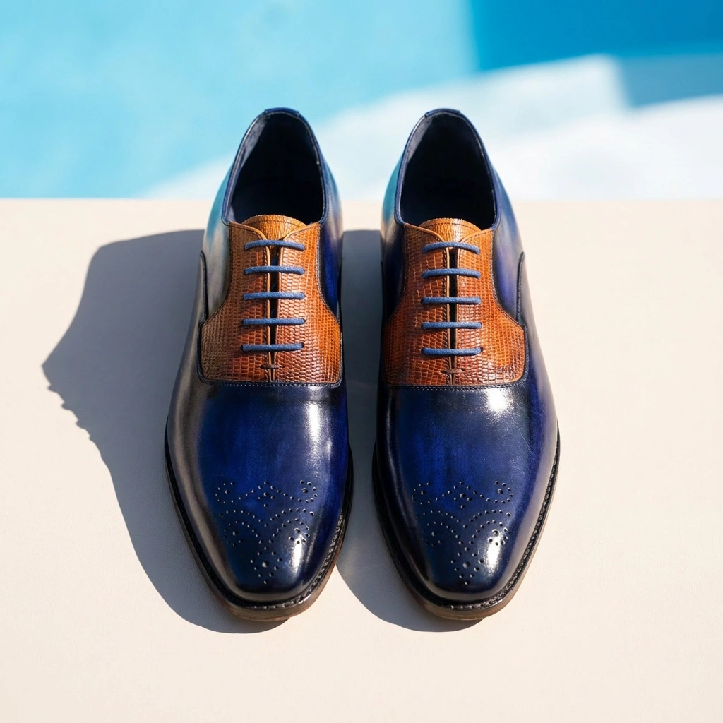 Regent Premium Leather Oxford Formal Shoes - Blue