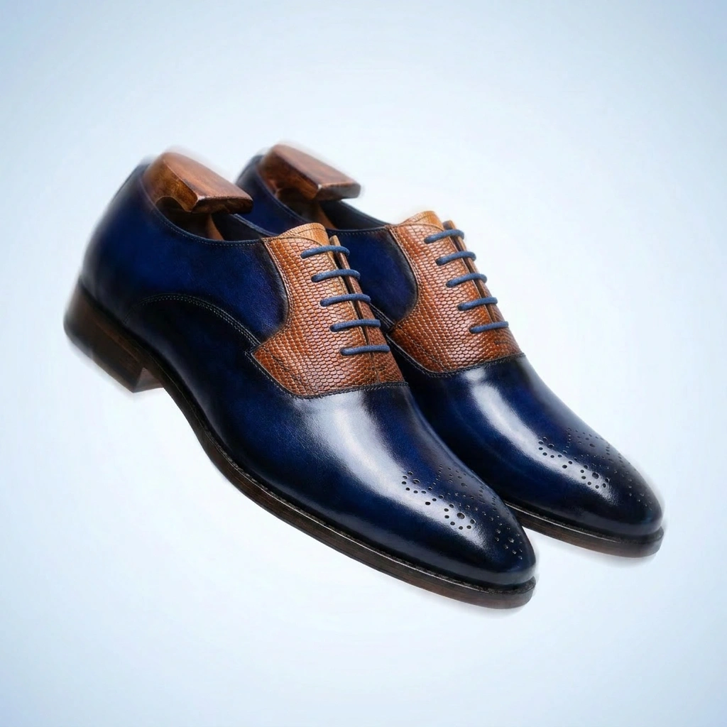 Regent Premium Leather Oxford Formal Shoes - Blue
