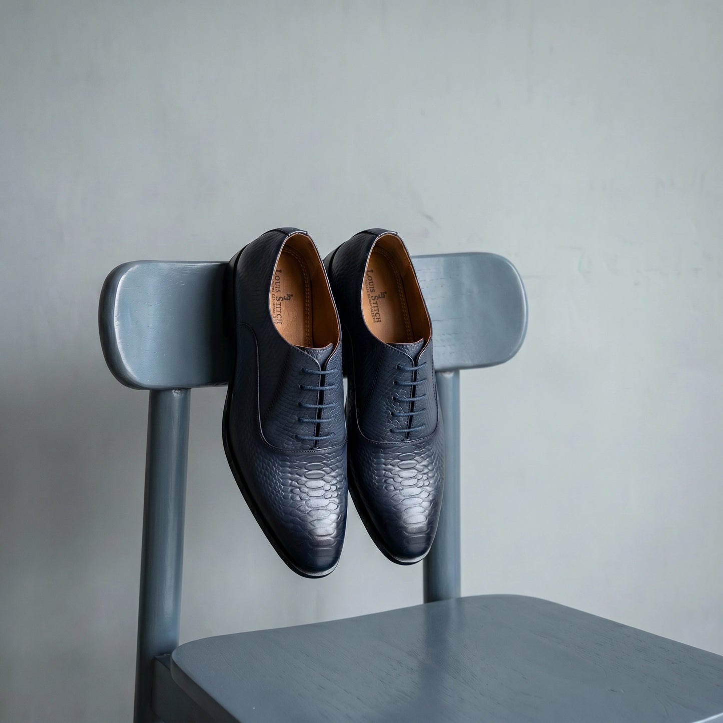 Windsor Premium Leather Patina Derby Formal Shoes - Blue
