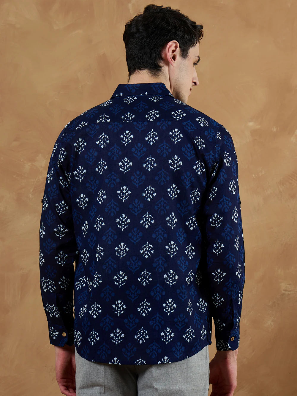 Rajwadi Block Print Indigo Men's Shirt - Blue