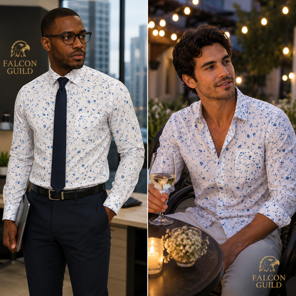 Nikhil Cotton Printed Formal/Casual Men's Shirt - White