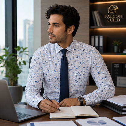 Nikhil Cotton Printed Formal/Casual Men's Shirt - White