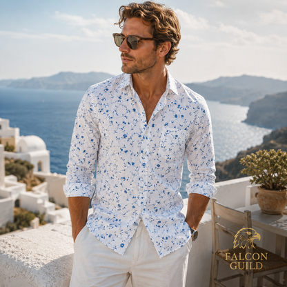 Nikhil Cotton Printed Formal/Casual Men's Shirt - White