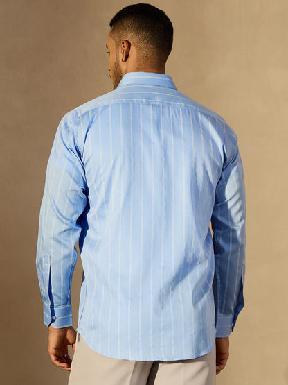 Adoni Striped Relaxed Fit Everyday Men's Shirt - Blue & Light Blue