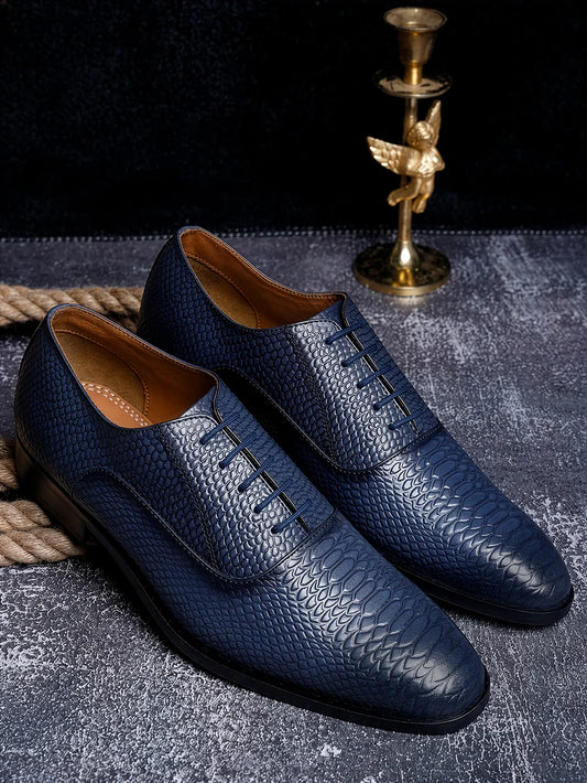 Windsor Premium Leather Patina Derby Formal Shoes - Blue
