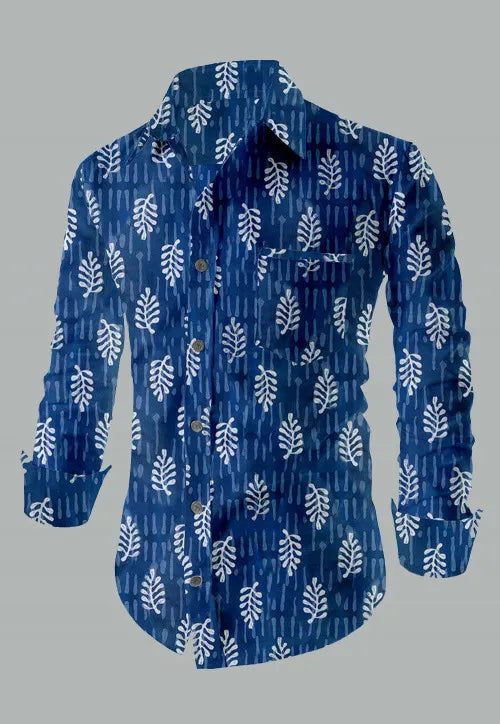 Dharoli Dabu Printed Relaxed Fit Everyday Men's Shirt - Blue