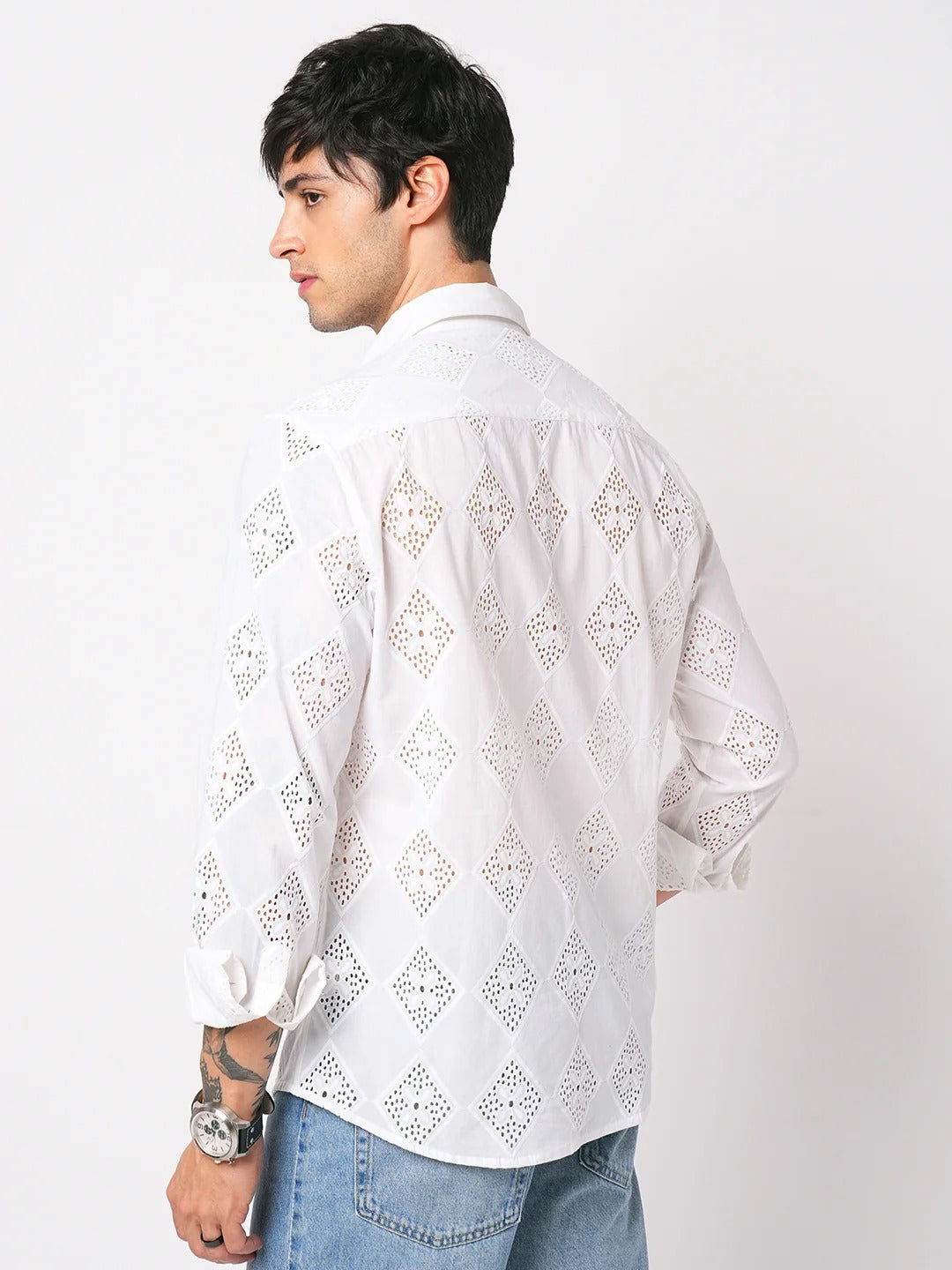Mallorca Cotton Schiffli Embroidered Shirt - Multiple Colors Available