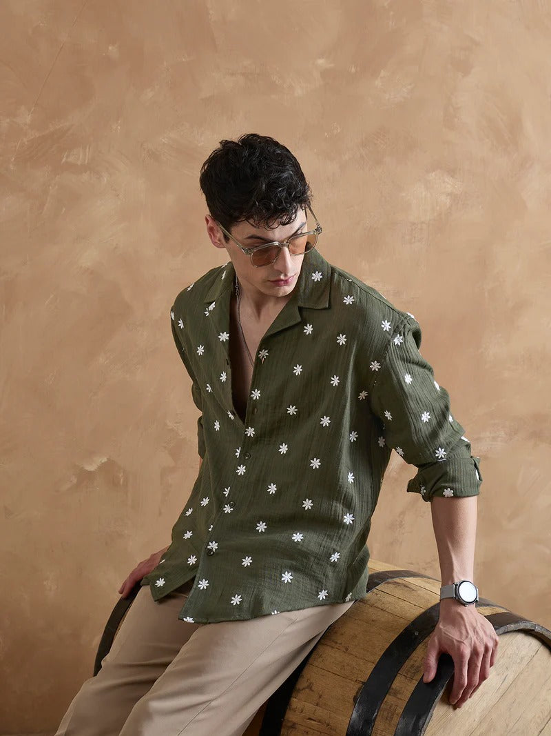 Amalfi Embroidered Everyday Casual Men's Shirt - Multiple Colors Available