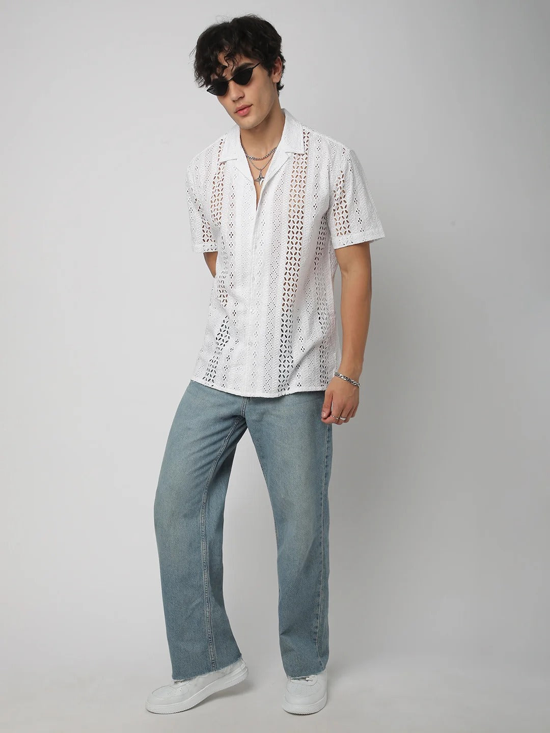 Havana Cotton Schiffli Embroidered Shirt - Multiple Colors Available