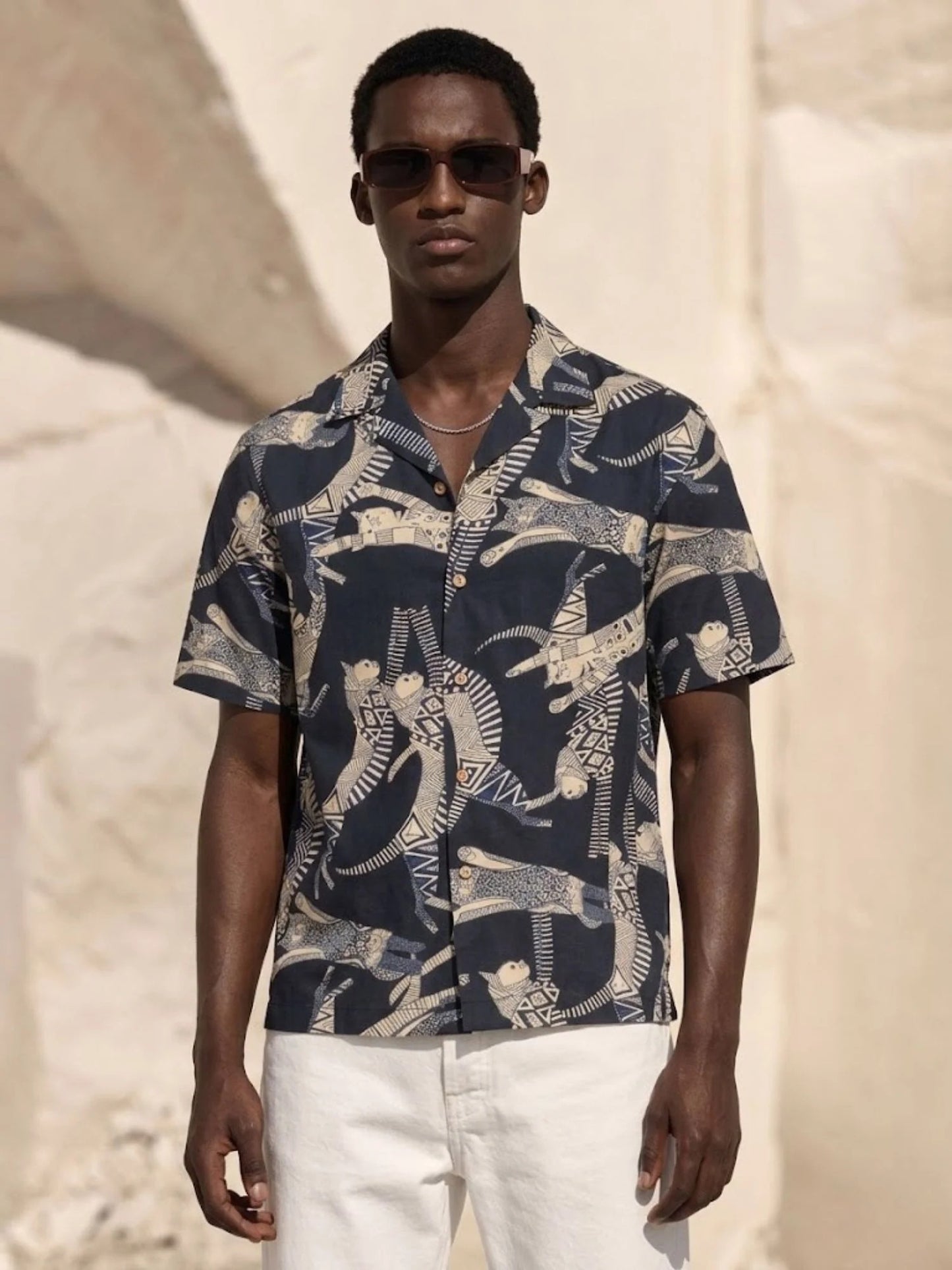 Solstice Short Sleeve Block Printed Men's Shirt - Multiple Colors Available