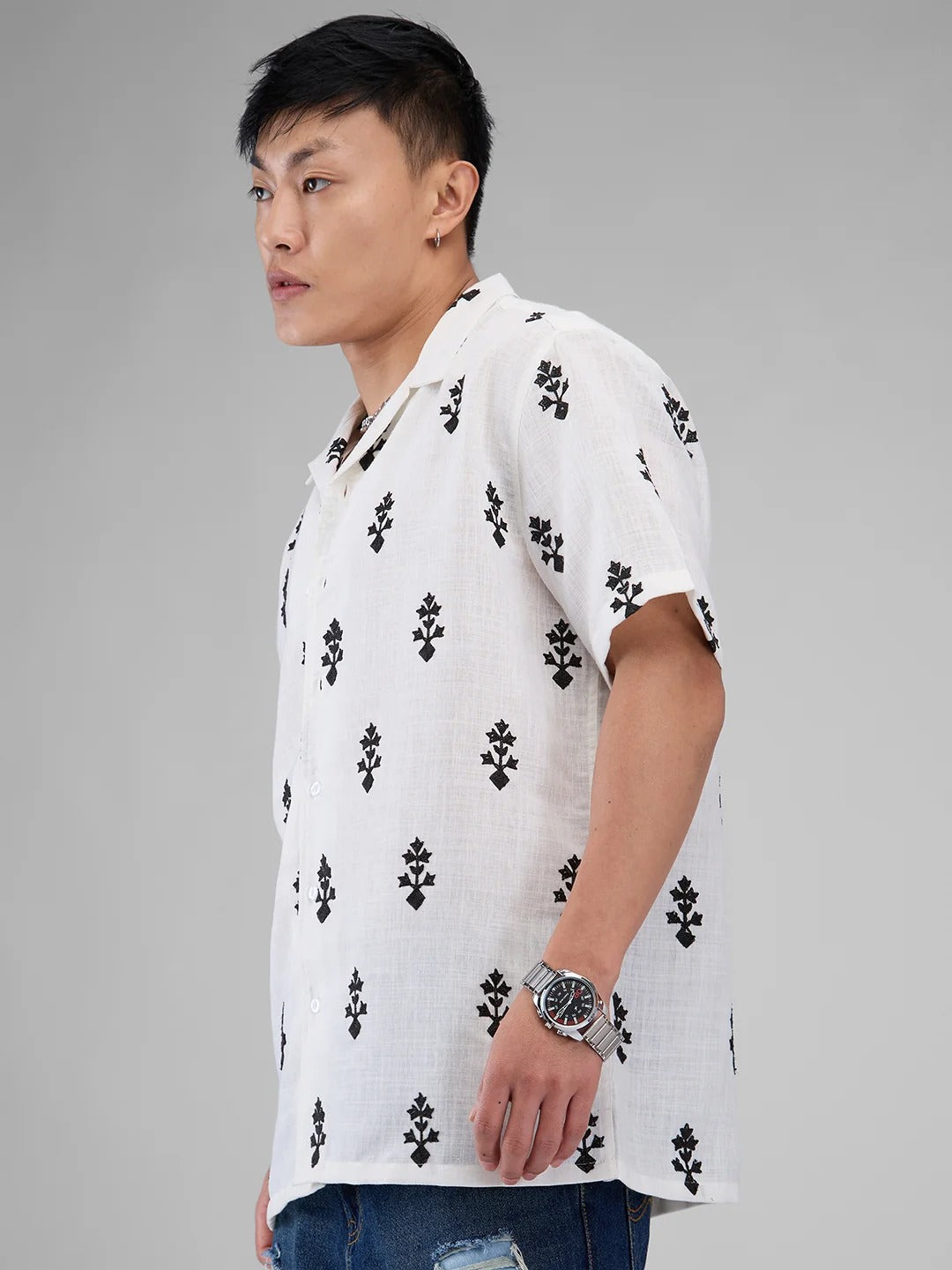 Mykonos Cotton Modern Embroidered Shirt - Multiple Colors Available