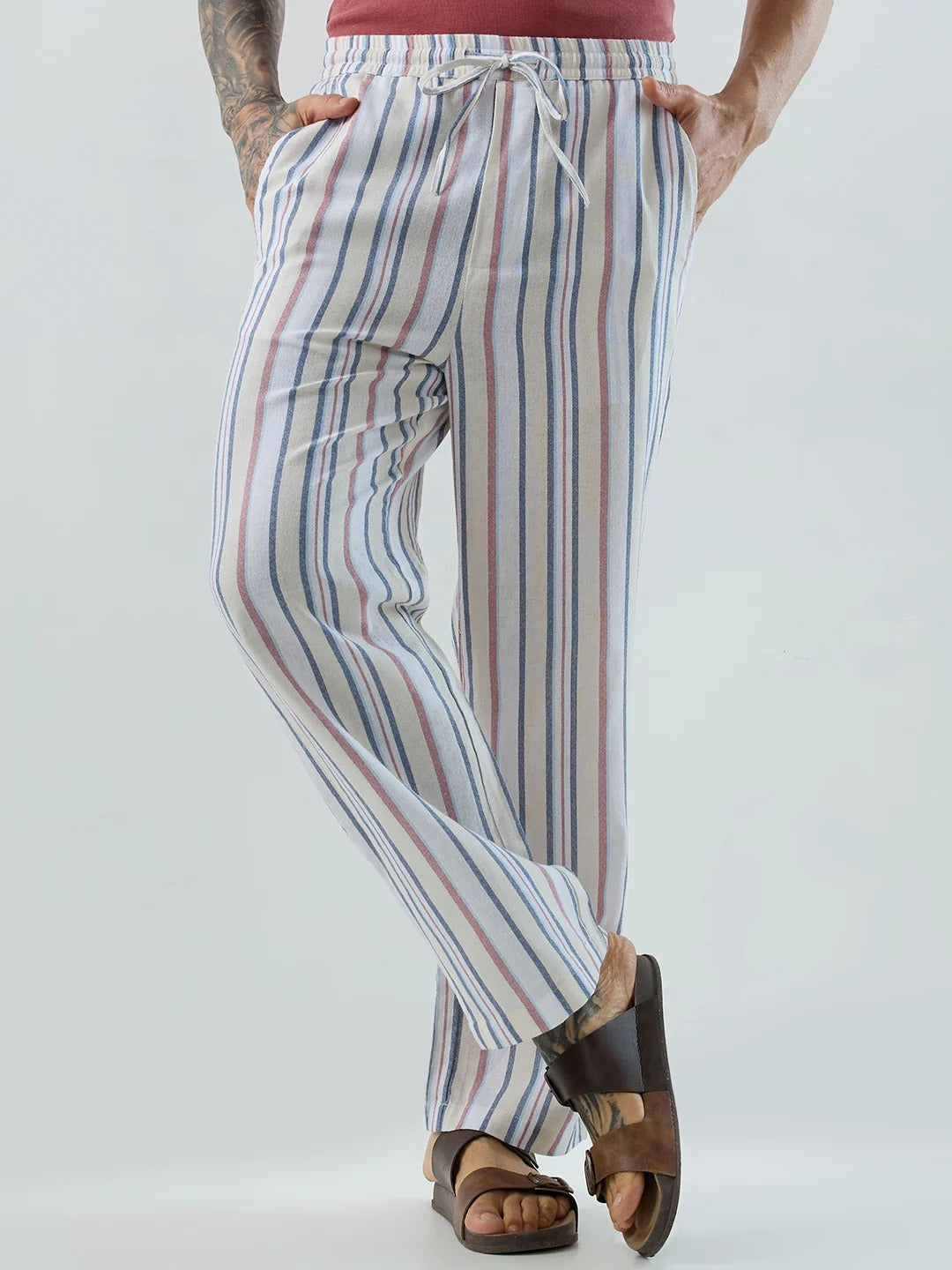 Coastal Striped Straight Fit Casual Pants - Multicolor