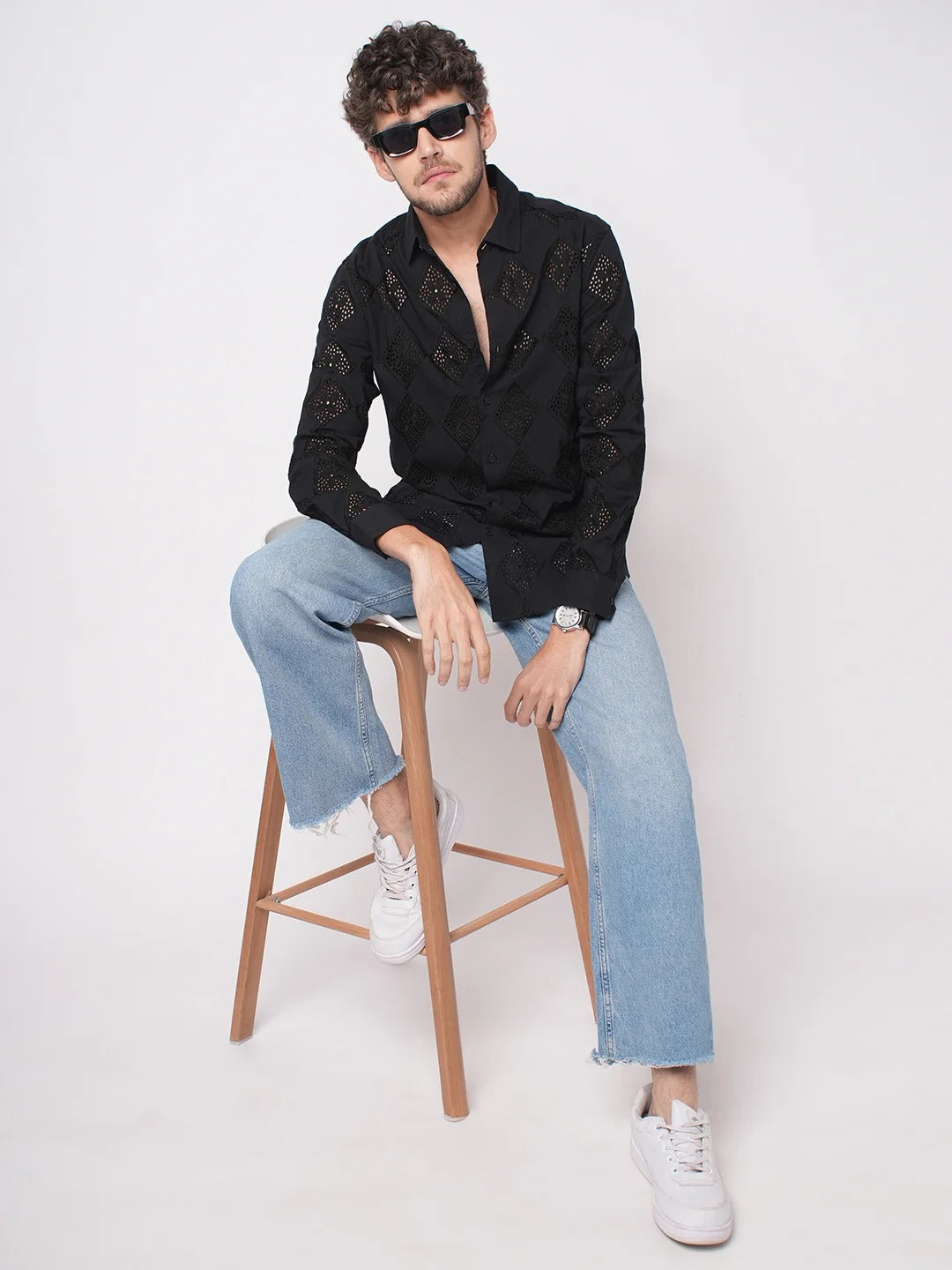 Mallorca Cotton Schiffli Embroidered Shirt - Multiple Colors Available