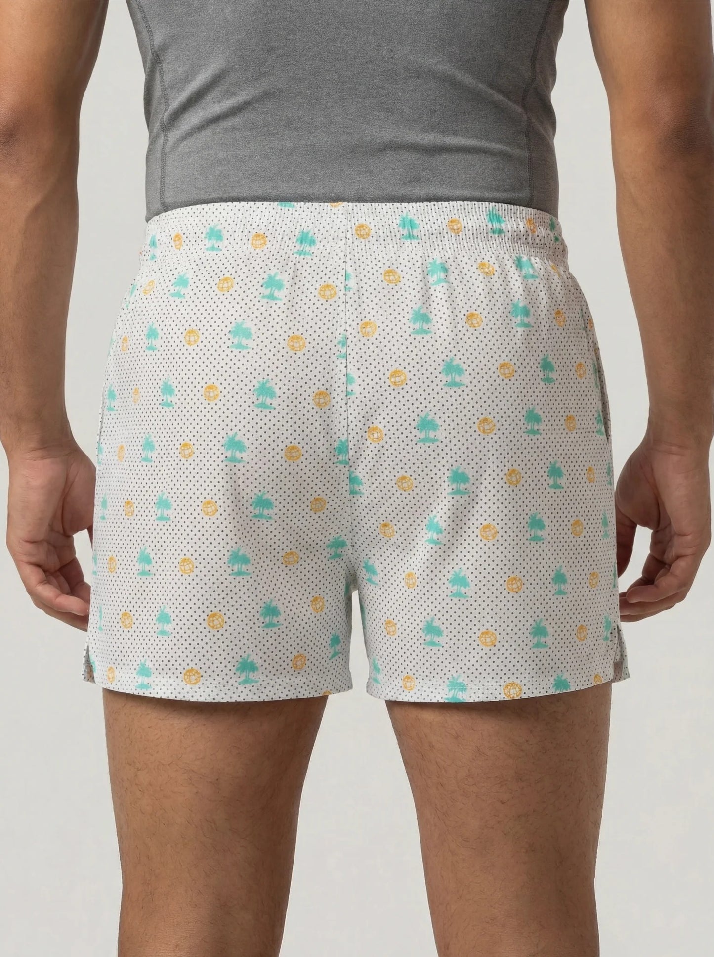 Uncuffed 2 Pc Elasticated Cotton Men's Boxer Shorts - Blue & White Print