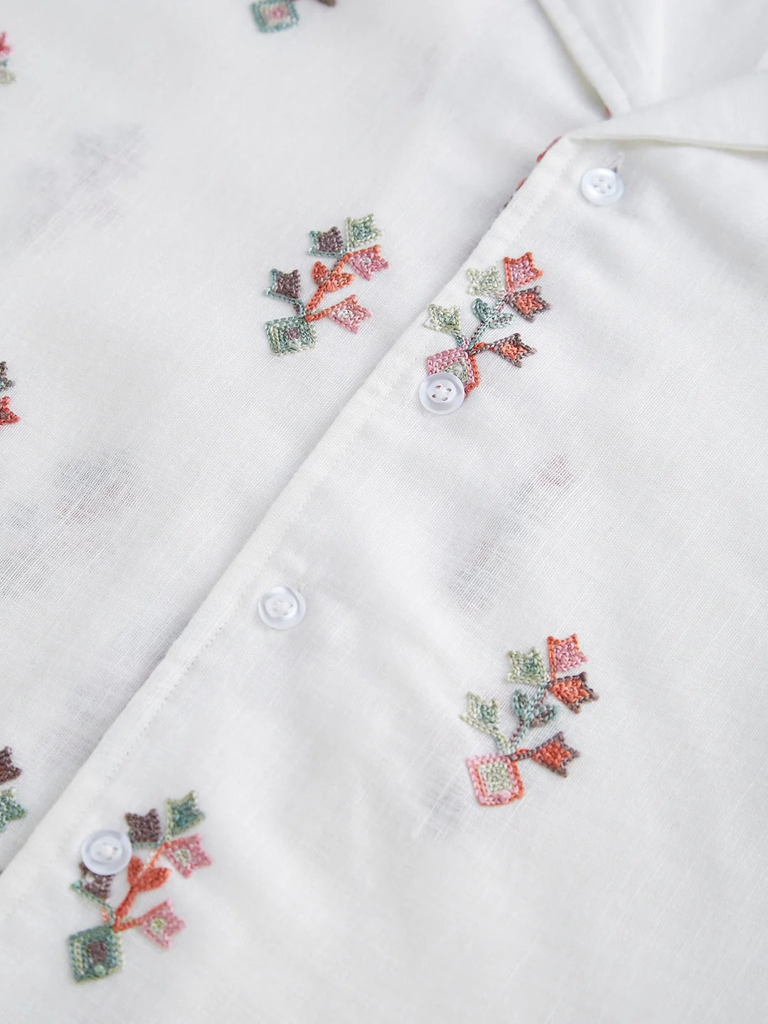 Mykonos Cotton Modern Embroidered Shirt - Multiple Colors Available