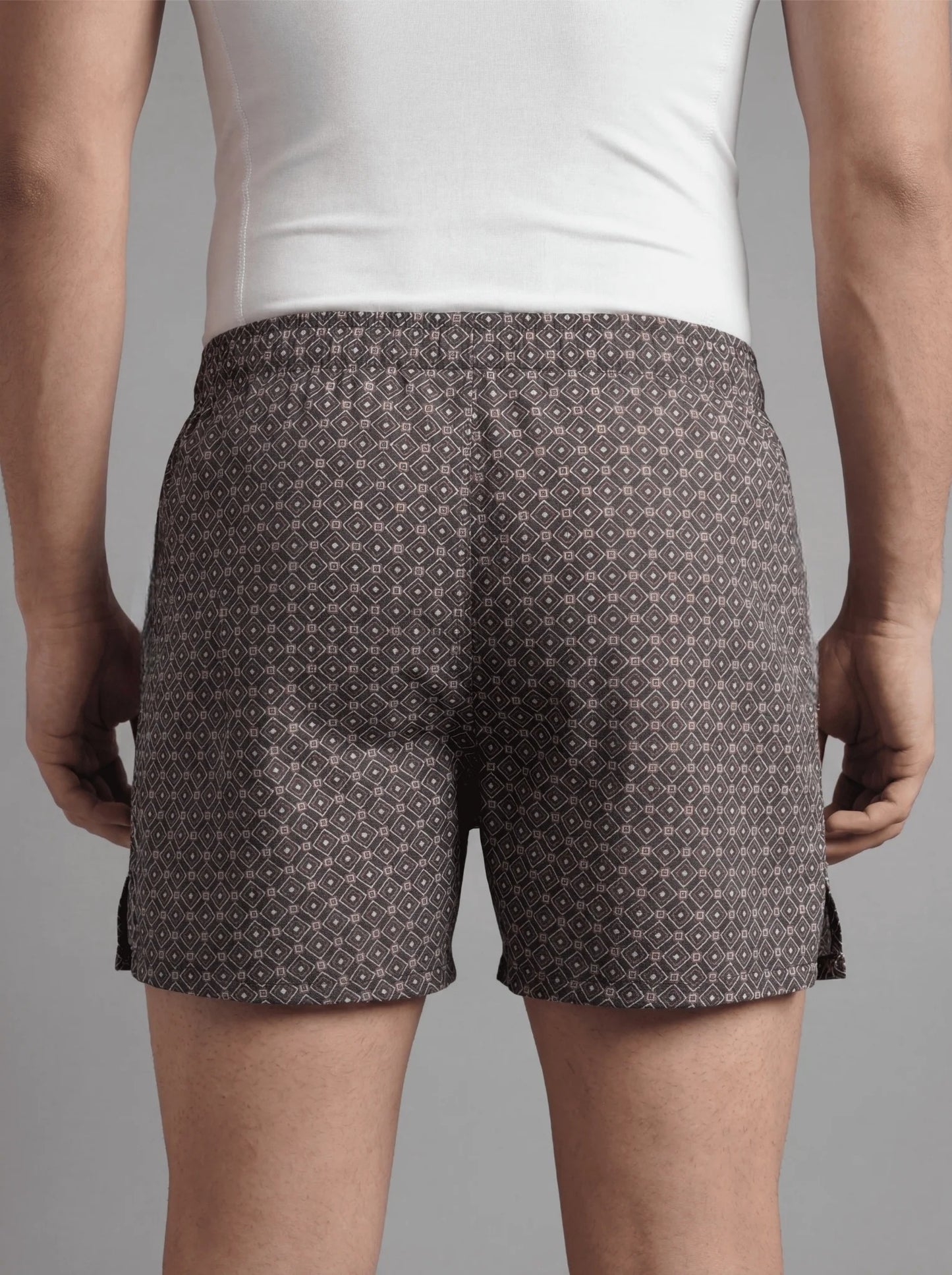 Breezy 2 Pc Elasticated Cotton Men's Boxer Shorts - Blue & Diamond Print
