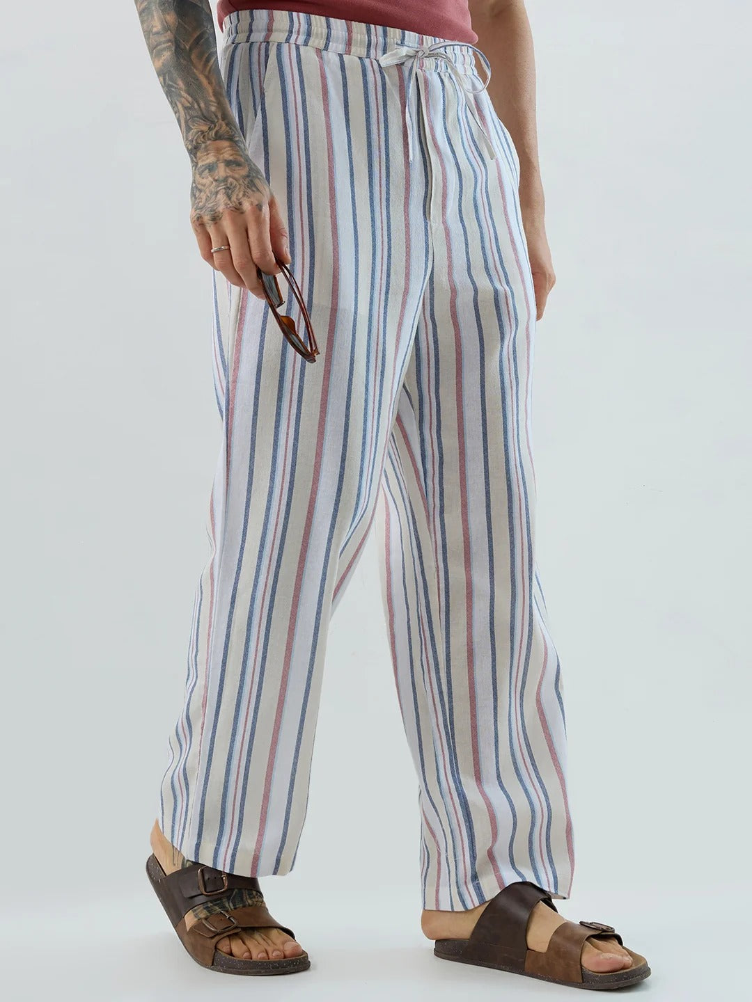 Coastal Striped Straight Fit Casual Pants - Multicolor