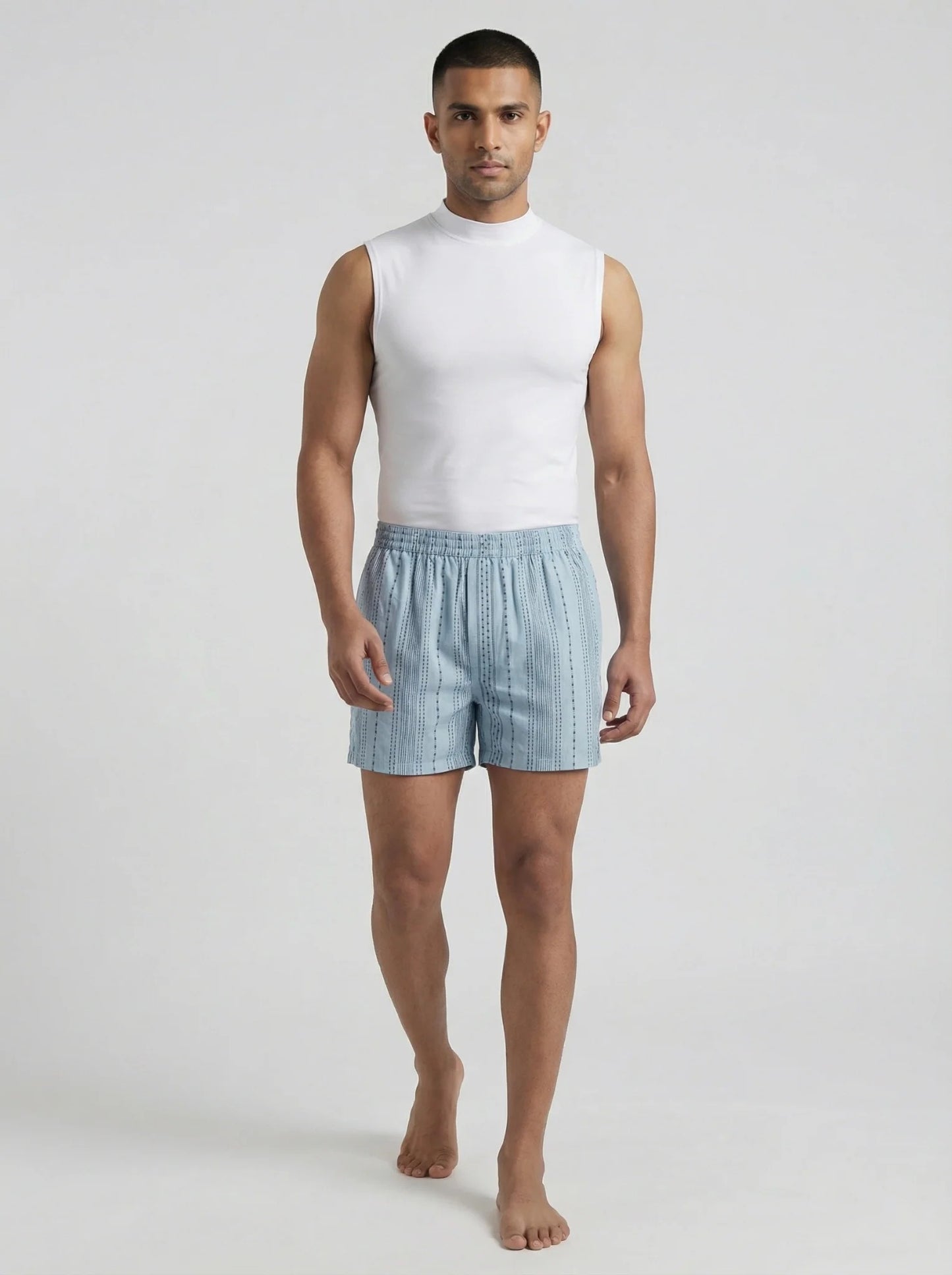 Breezy 2 Pc Elasticated Cotton Men's Boxer Shorts - Blue & Diamond Print