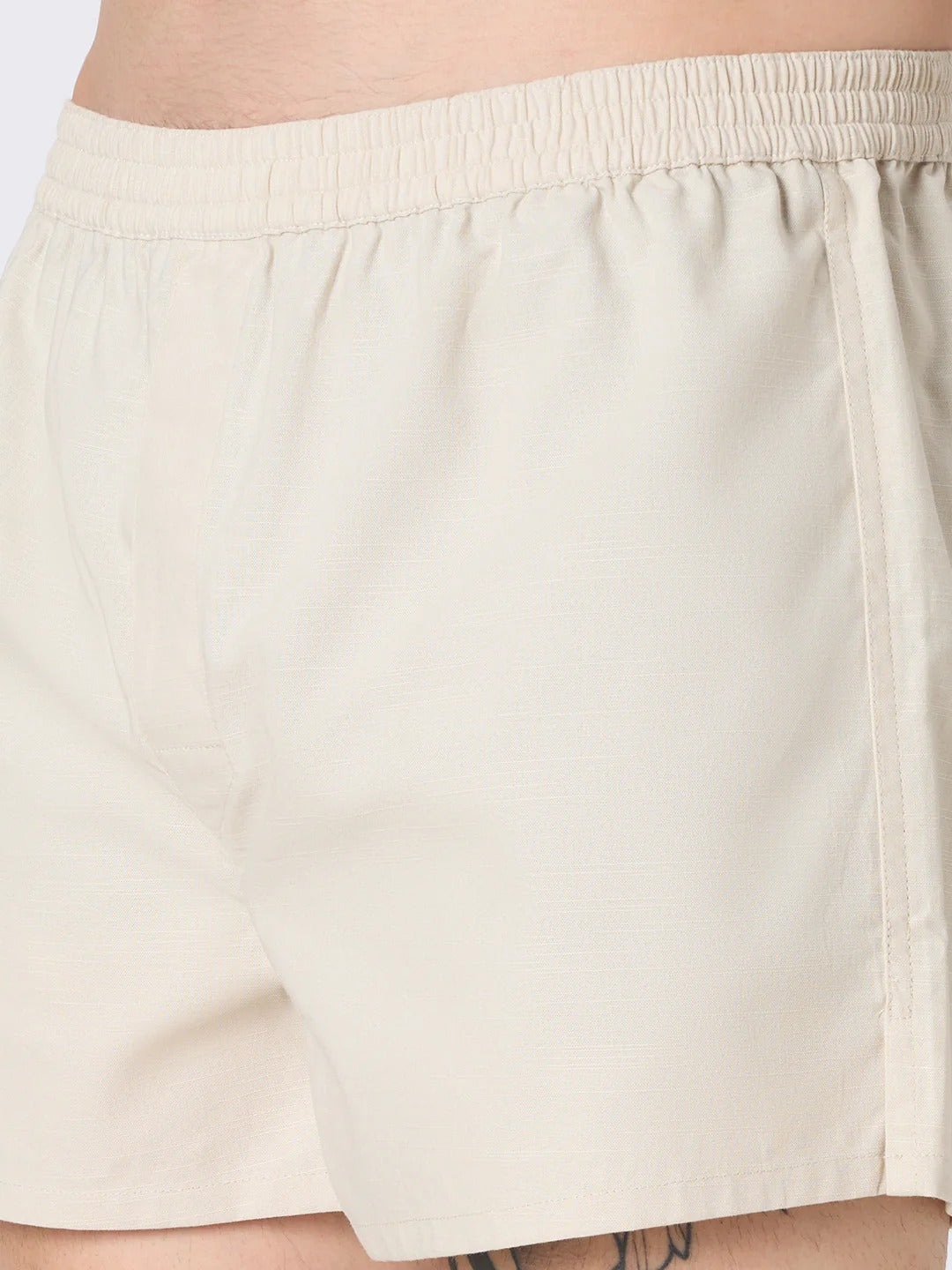 Commando 2 Pc Elasticated Cotton Men's Boxer Shorts - Olive Green & Beige