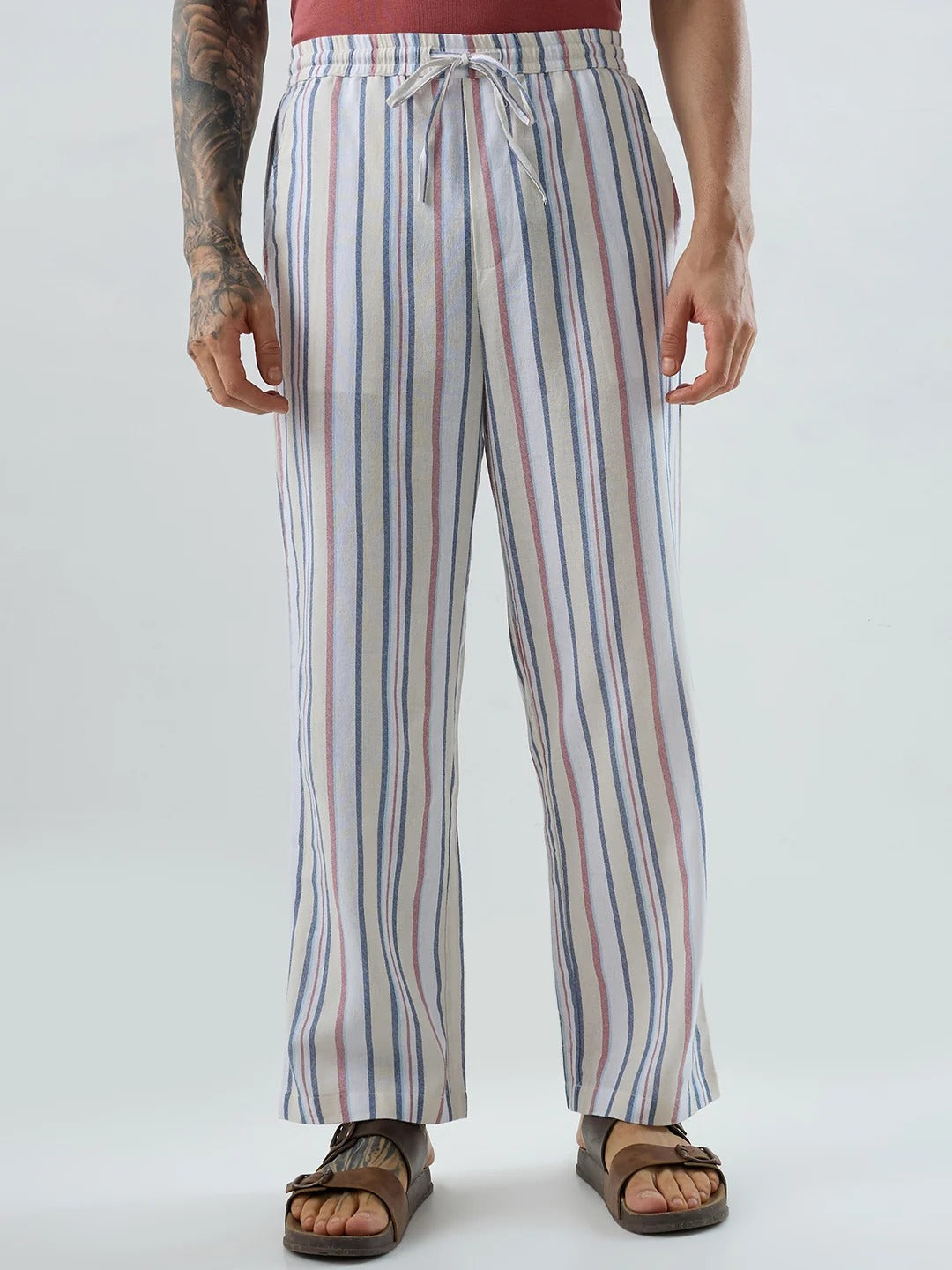 Coastal Striped Straight Fit Casual Pants - Multicolor