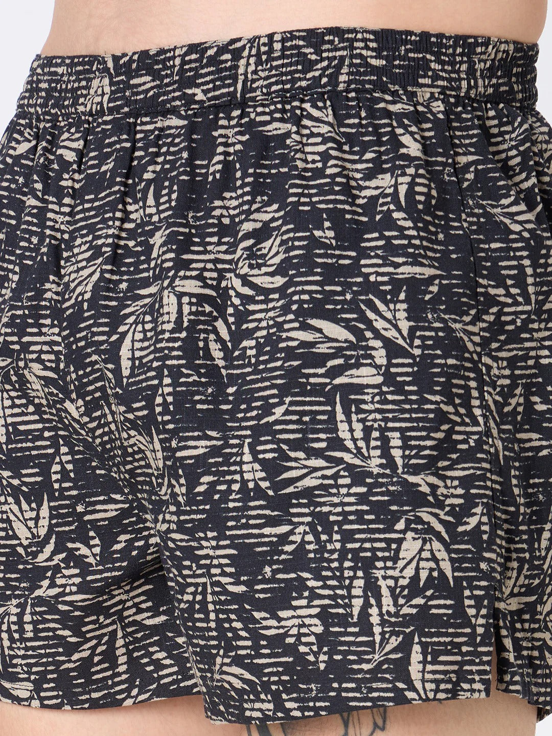 Wiggle 2 Pc Elasticated Cotton Men's Boxer Shorts - Navy & Black Print