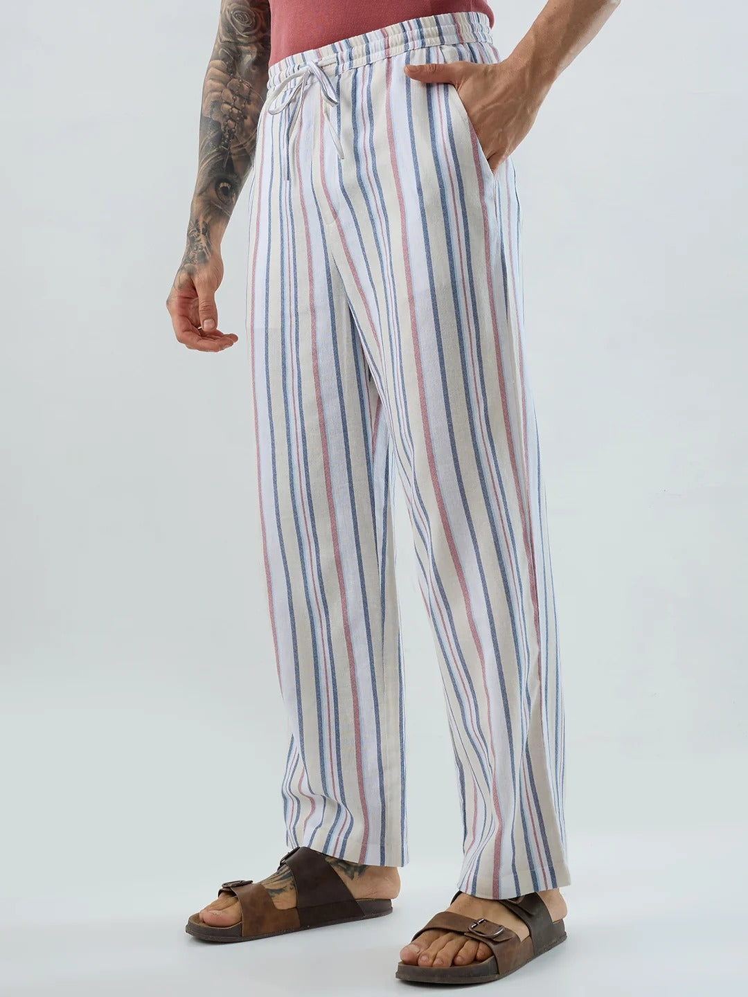 Coastal Striped Straight Fit Casual Pants - Multicolor