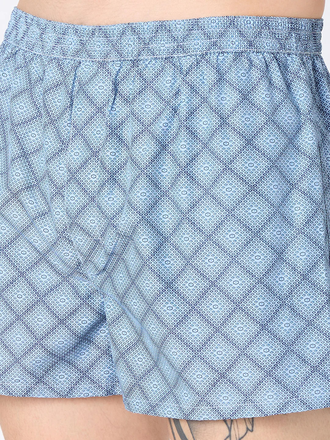 Jiggle 2 Pc Elasticated Cotton Men's Boxer Shorts - Blue & Green