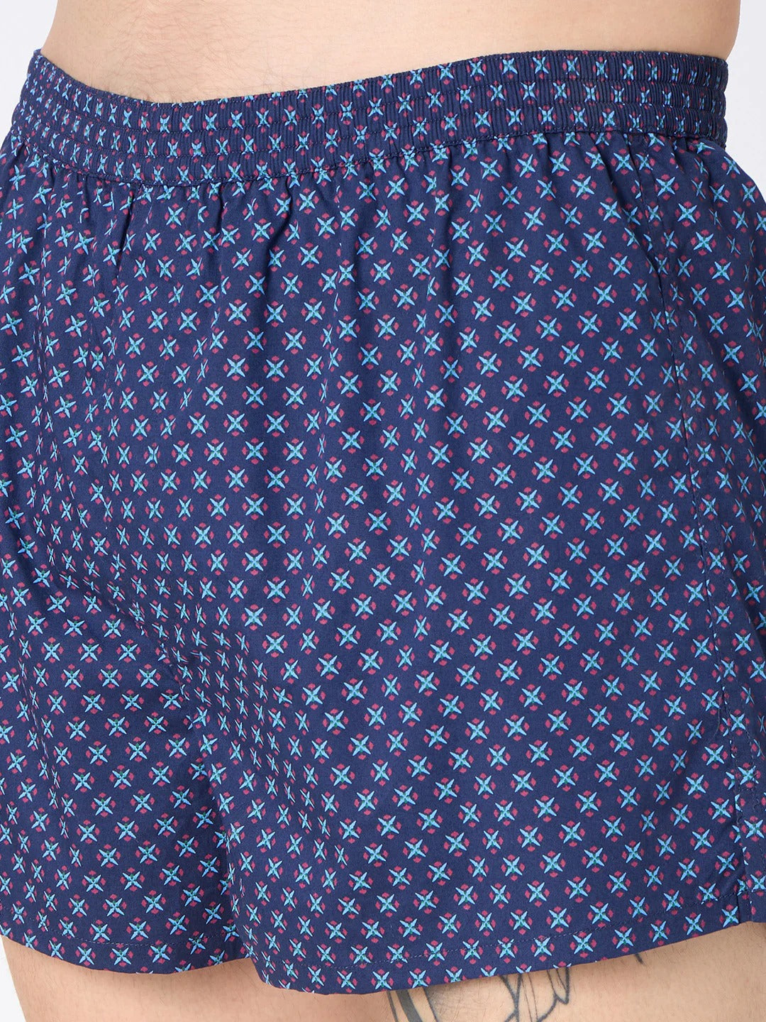 Wiggle 2 Pc Elasticated Cotton Men's Boxer Shorts - Navy & Black Print